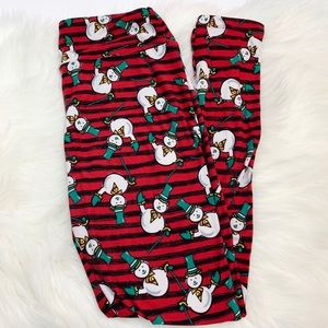 Lularoe Holiday Christmas Snowman Leggings